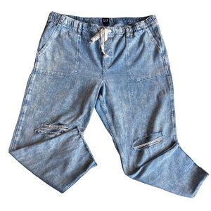 Gap Blue Elastic Waist Distressed Cotton Jeans XXL